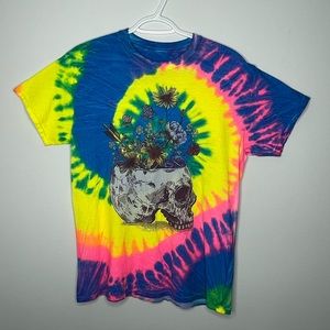 Tie-Dye Skull w/ Flowers Graphic Spencers shirt